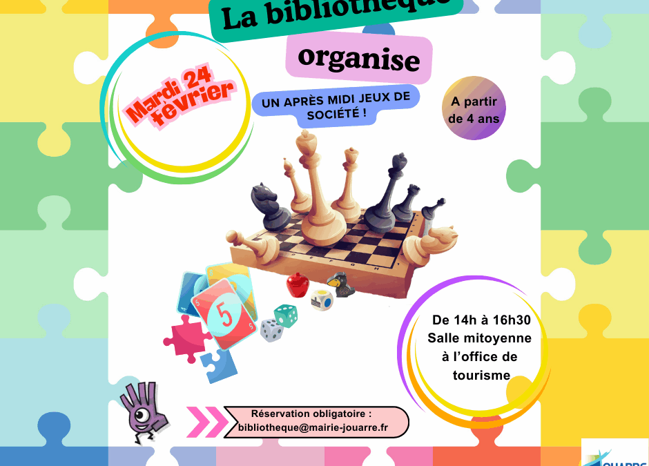 🎲 APRÈS-MIDI JEUX DE SOCIÉTÉ À LA BIBLIOTHÈQUE ♟️