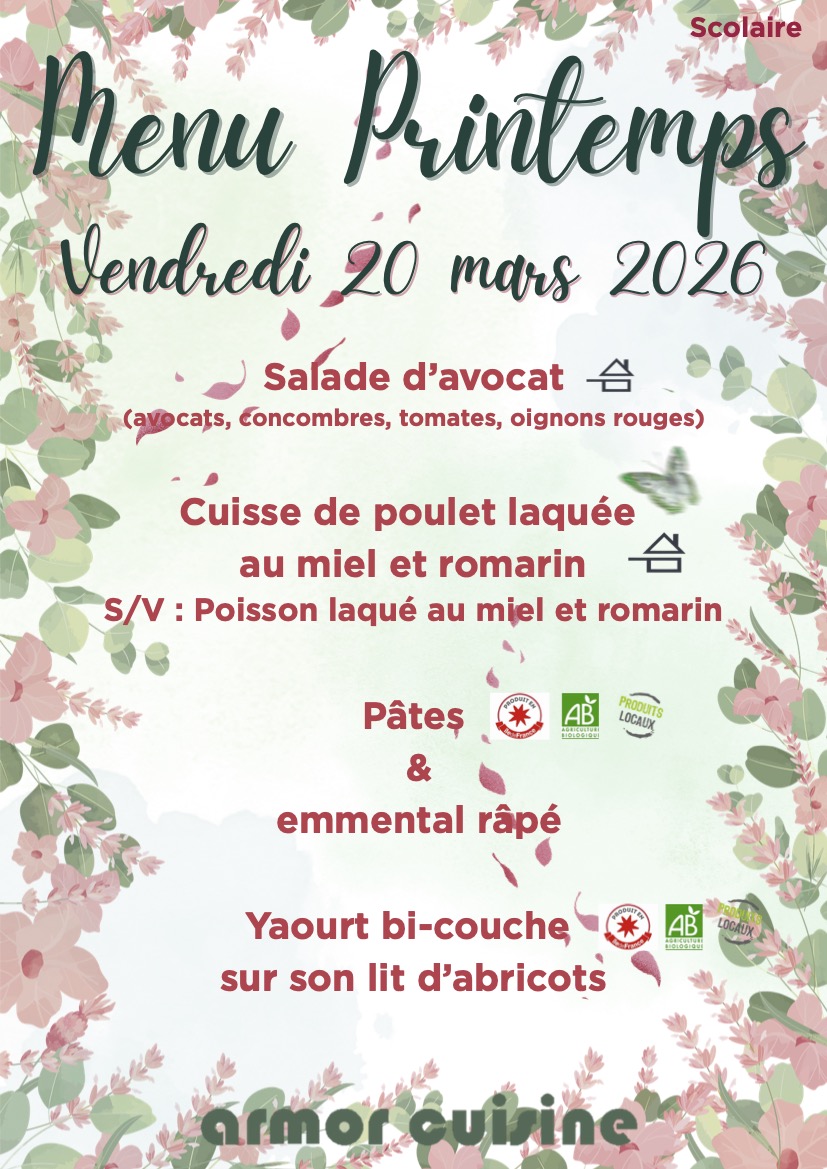Menu printemps scolaire + SV
